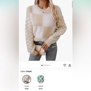 Crochet long sleeve crew neck pullover sweater